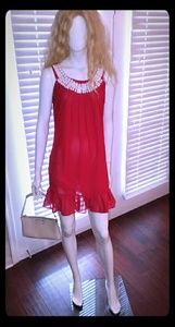 Sleeveless Red Ruffle Dress